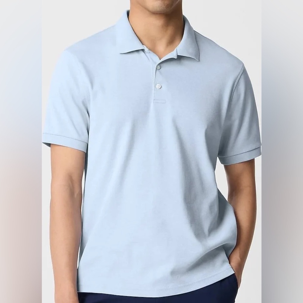 J crew heather faded chambray Soft-touch polo shirt